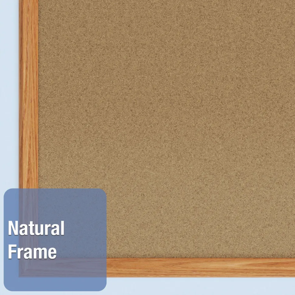 Mead 48 in. x 36 in. Economy Cork Board with Oak Frame - Tan Surface/Oak Finished Fiberboard (MDF) Frame
