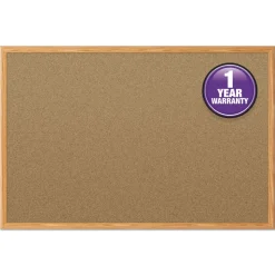 Mead 48 in. x 36 in. Economy Cork Board with Oak Frame - Tan Surface/Oak Finished Fiberboard (MDF) Frame