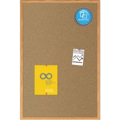 Mead 48 in. x 36 in. Economy Cork Board with Oak Frame - Tan Surface/Oak Finished Fiberboard (MDF) Frame