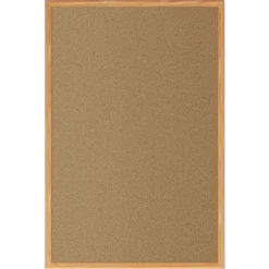 Mead 48 in. x 36 in. Economy Cork Board with Oak Frame - Tan Surface/Oak Finished Fiberboard (MDF) Frame