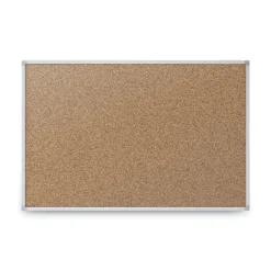 Mead Economy 24 x 18 Cork Board with Aluminum Frame - Tan Surface/Silver Aluminum Frame