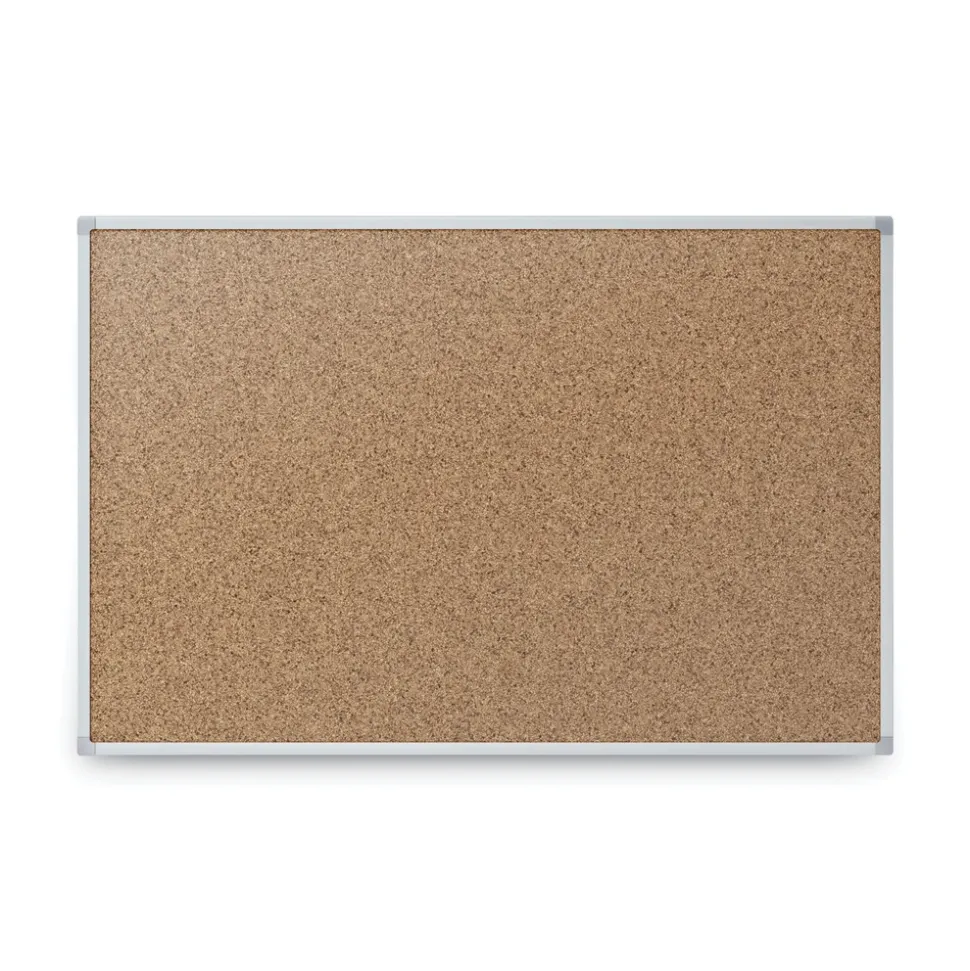 Mead Economy 24 x 18 Cork Board with Aluminum Frame - Tan Surface/Silver Aluminum Frame