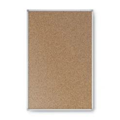 Mead Economy 24 x 18 Cork Board with Aluminum Frame - Tan Surface/Silver Aluminum Frame