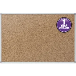 Mead Economy 24 x 18 Cork Board with Aluminum Frame - Tan Surface/Silver Aluminum Frame