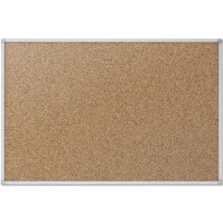 Mead Economy 24 x 18 Cork Board with Aluminum Frame - Tan Surface/Silver Aluminum Frame