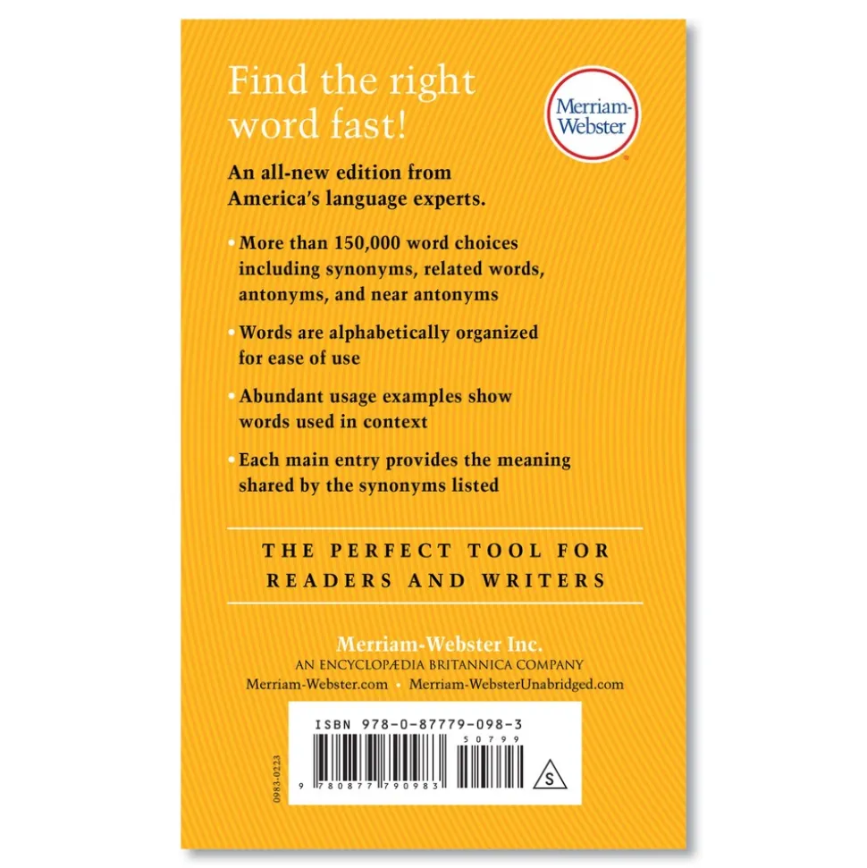 Merriam Webster 832 Pages Paperback Thesaurus