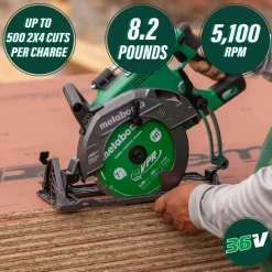 Metabo HPT C3607DWAQ4M MultiVolt 36V Brushless Lithium-Ion 7-1/4 in. Cordless Rear Handle Circular Saw (Tool Only)