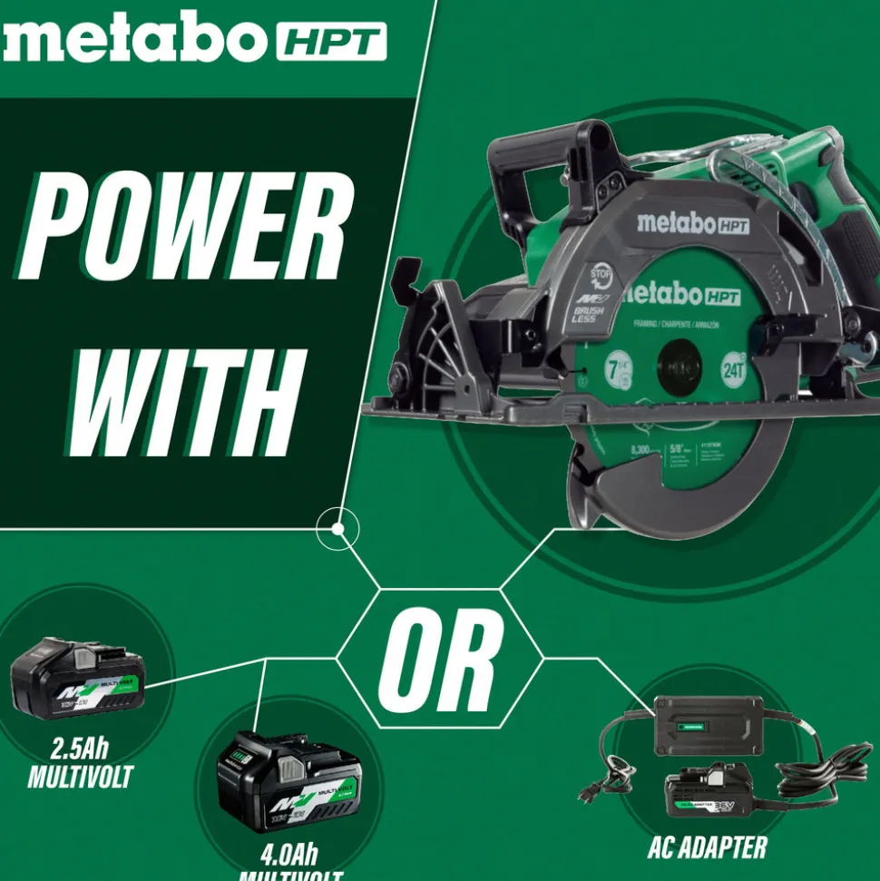 Metabo HPT C3607DWAQ4M MultiVolt 36V Brushless Lithium-Ion 7-1/4 in. Cordless Rear Handle Circular Saw (Tool Only)