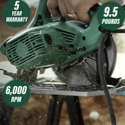 Metabo HPT C7SB3M 15 Amp Single Bevel 7-1/4 in. Corded Circular Saw with Blower Function, and Aluminum Die Cast Base