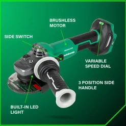Metabo HPT G3612DVEQ6M 36V MultiVolt Lithium-Ion Brushless Variable Speed Slide Switch 4-1/2 in. Disc Angle Grinder (Tool Only)