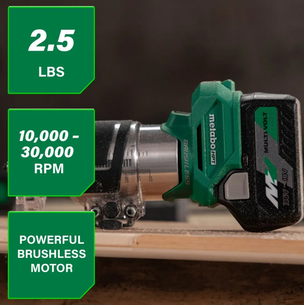 Metabo HPT M1808DAQ4M 18V MultiVolt Brushless Lithium-Ion Cordless Trim Router (Tool Only)