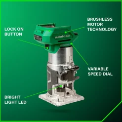 Metabo HPT M1808DAQ4M 18V MultiVolt Brushless Lithium-Ion Cordless Trim Router (Tool Only)