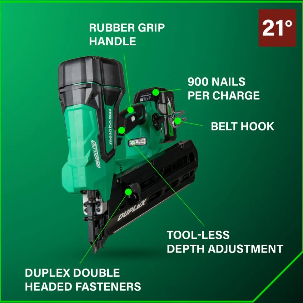Metabo HPT NR3675DDM 36V MultiVolt Lithium-Ion Cordless Forming Nailer Kit (2.5 Ah/5 Ah)