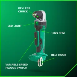 Metabo HPT 18V Lithium-Ion 3/8 in. Cordless Angle Drill (Tool Only)