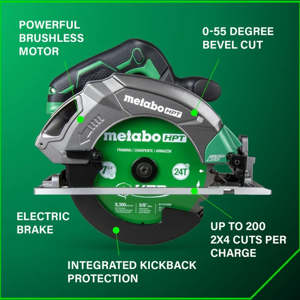 Metabo HPT 18V MultiVolt Brushless Lithium-Ion 7-1/4 in. Cordless Circular Saw (Tool Only)