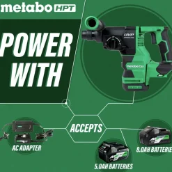 Metabo HPT 36V MultiVolt Brushless SDS-Plus Lithium-Ion 1-1/8 in. Cordless Rotary Hammer with UVP (Tool Only)