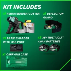 Metabo HPT VB3616DAM 36V MultiVolt Portable Cordless Rebar Bender/Cutter Kit (4 Ah)