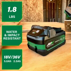 Metabo HPT 18V/36V MultiVolt 5 Ah/2.5 Ah Water and Impact Resistant Lithium-Ion Battery
