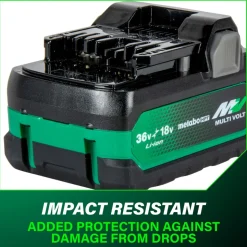 Metabo HPT 18V/36V MultiVolt 5 Ah/2.5 Ah Water and Impact Resistant Lithium-Ion Battery