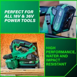 Metabo HPT 18V/36V MultiVolt 5 Ah/2.5 Ah Water and Impact Resistant Lithium-Ion Battery