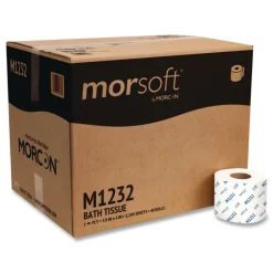 Morcon Paper Morsoft Controlled Bath Tissue, Septic Safe, 1-Ply, White, 1,200 Sheets/Roll, 48 Rolls/Carton