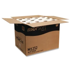 Morcon Paper Morsoft Controlled Bath Tissue, Septic Safe, 1-Ply, White, 1,200 Sheets/Roll, 48 Rolls/Carton