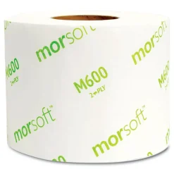 Morcon Paper Morsoft 2-Ply Septic-Safe Controlled Bath Tissue - White (600 Sheets/Roll, 48 Rolls/Carton)