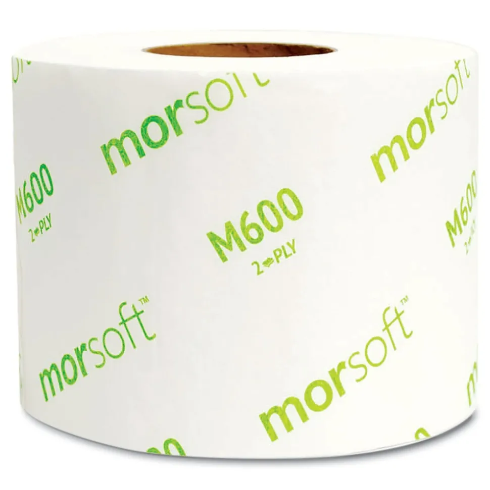 Morcon Paper Morsoft 2-Ply Septic-Safe Controlled Bath Tissue - White (600 Sheets/Roll, 48 Rolls/Carton)