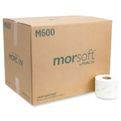 Morcon Paper Morsoft 2-Ply Septic-Safe Controlled Bath Tissue - White (600 Sheets/Roll, 48 Rolls/Carton)