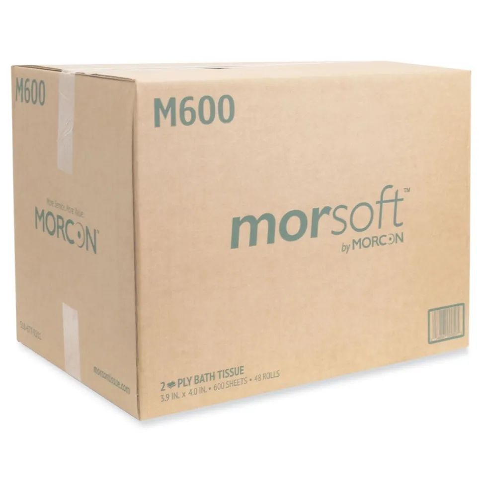 Morcon Paper Morsoft 2-Ply Septic-Safe Controlled Bath Tissue - White (600 Sheets/Roll, 48 Rolls/Carton)