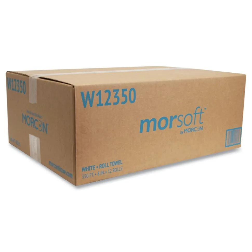 Morcon Paper MORSOFT UNIVERSAL ROLL TOWELS, 8-in X 350 FT, WHITE, 12 ROLLS/CARTON