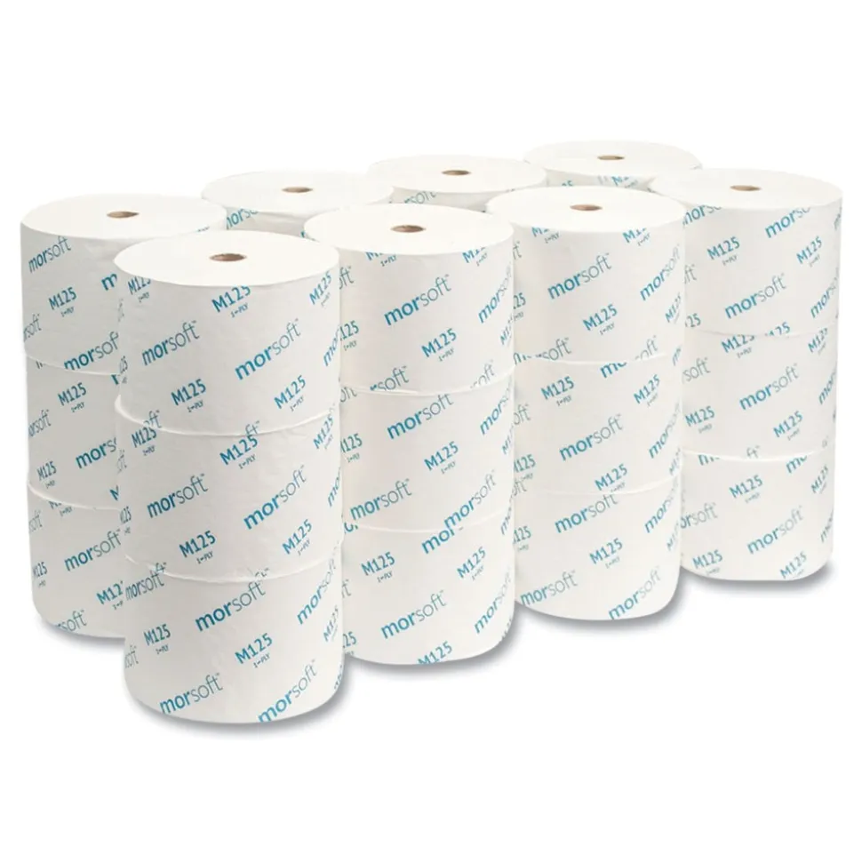 Morcon Paper 1-Ply Small Core Septic-Safe Bath Tissue - White (2500 Sheets/Roll, 24 Rolls/Carton)