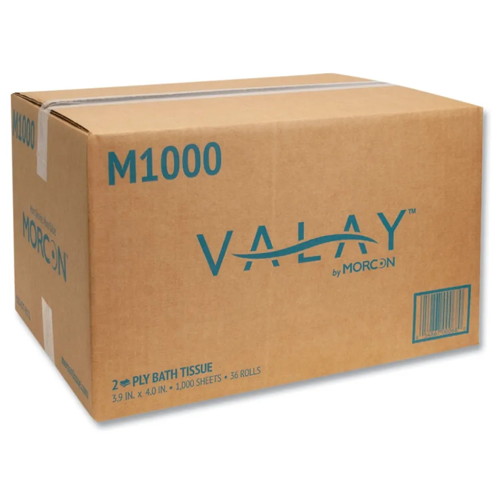 Morcon Paper SMALL CORE BATH TISSUE, SEPTIC SAFE, 2-PLY, WHITE, 1000 SHEETS/ROLL, 36 ROLL/CARTON