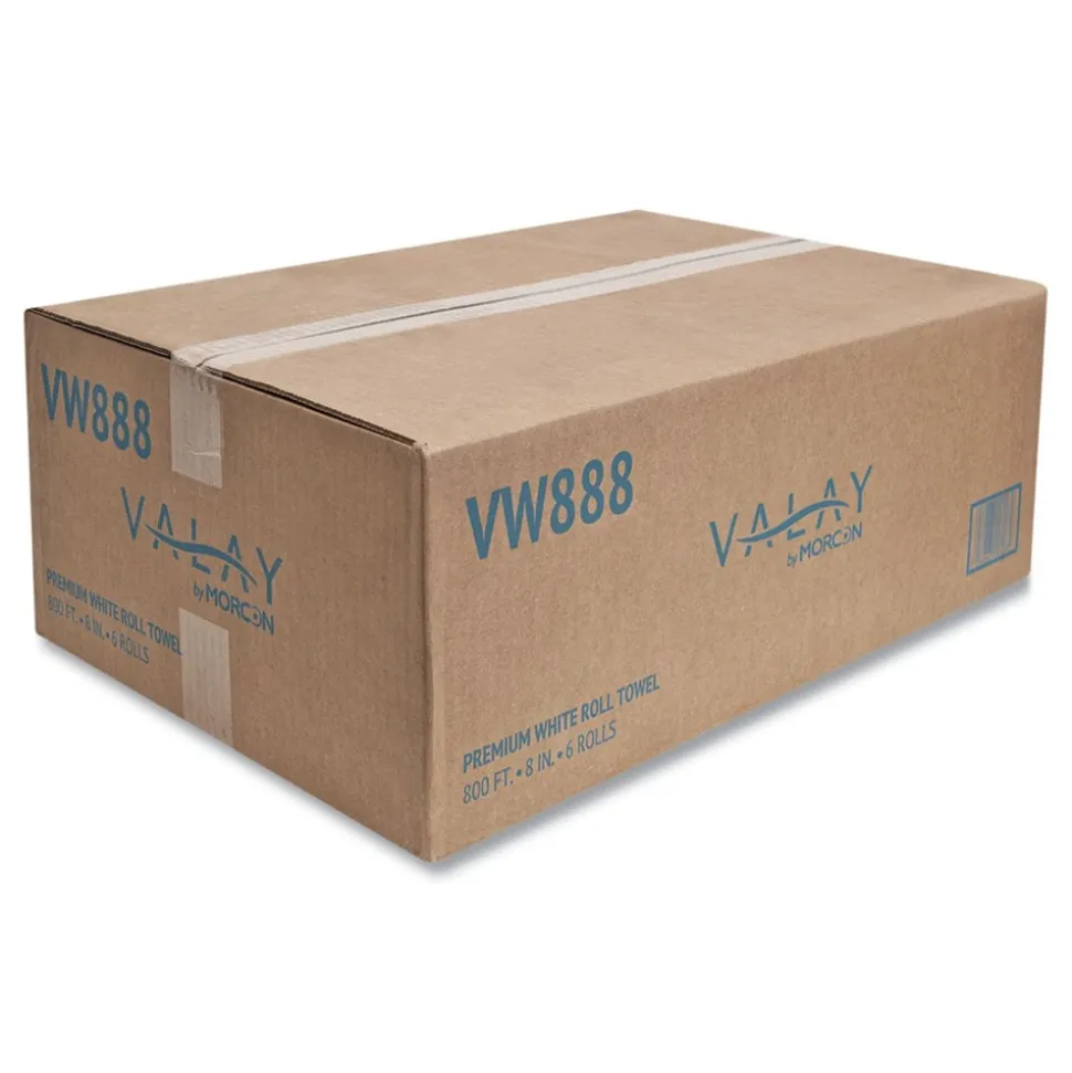 Morcon Paper Valay 8 in. x 800 ft. Proprietary TAD Roll Towels - White (6 Rolls/Carton)
