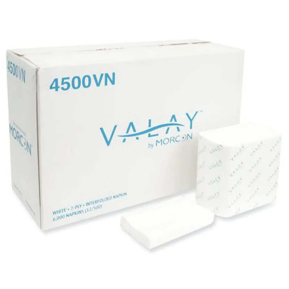 Morcon Paper Valay 6.5 in. x 8.25 in. 2-Ply Interfolded Napkins - White (6000/Carton)