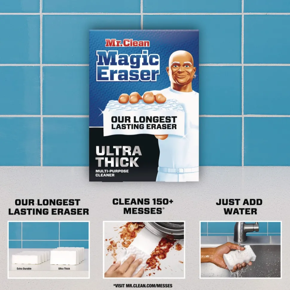 Mr. Clean 4.6 in. x 2.3 in. 1.2 in. Thick Ultra-Thick Magic Eraser - White (10/Carton)