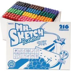 Mr. Sketch Scented Stix Fine Bullet Tip Watercolor Marker Set School Pack - Assorted Colors (216/Set)