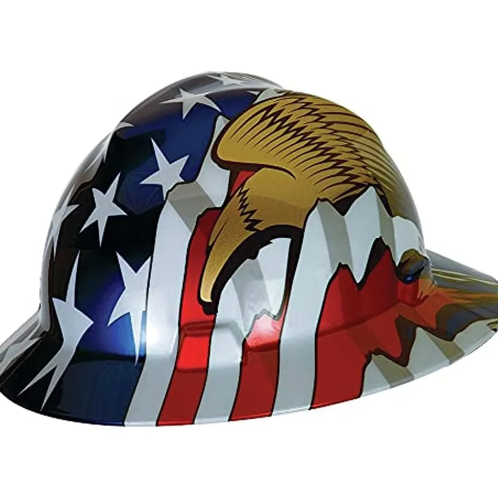 MSA American Freedom Series American Flag with 2 Eagles V-Gard Slotted Protective Hat