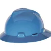 MSA V-Gard Slotted Full-Brim Hat with 1 Touch Suspension - Blue
