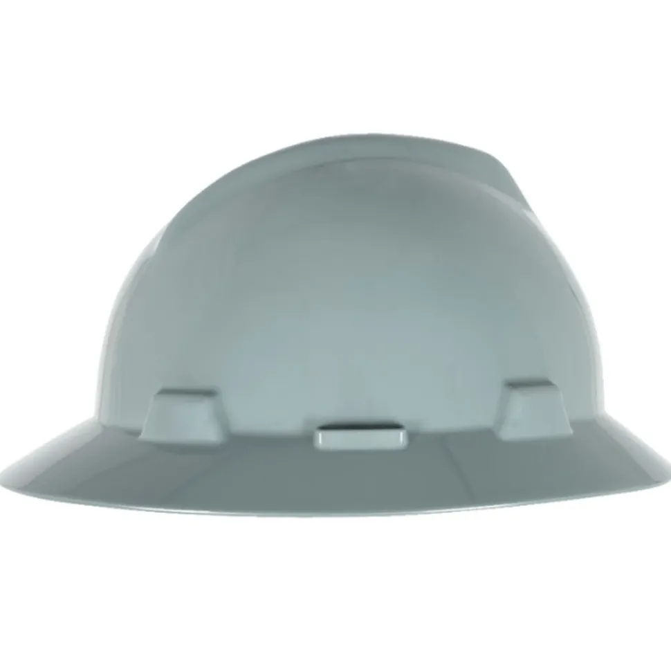 MSA V-Gard Slotted Full-Brim Hat with Staz-On Suspension - Gray