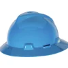 MSA V-Gard Slotted Full-Brim Hat with Staz-On Suspension - Blue