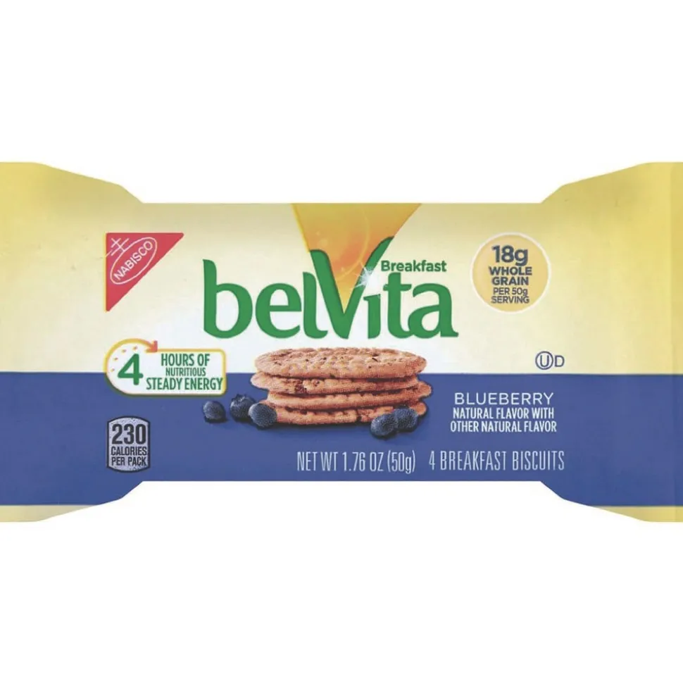 Nabisco 00 44000 02908 00 1.76 oz. Pack belVita Breakfast Biscuits - Blueberry (8 Packs/Box, 8 Boxes/Carton)