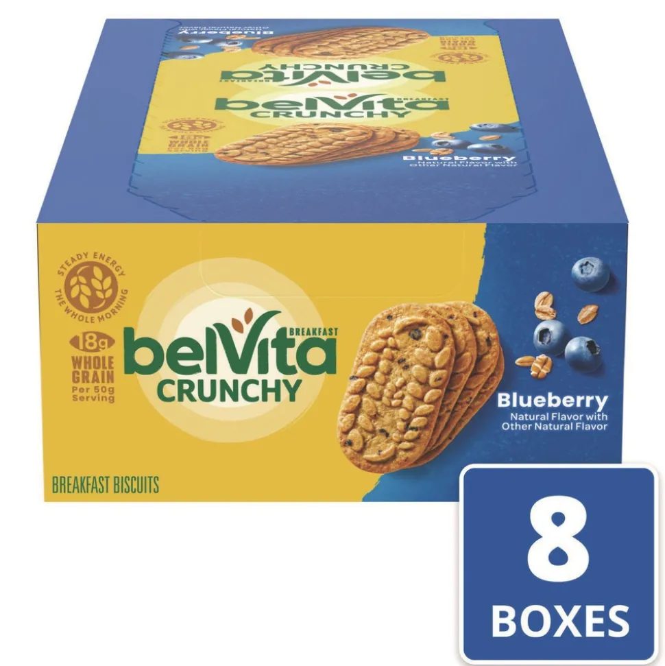 Nabisco 00 44000 02908 00 1.76 oz. Pack belVita Breakfast Biscuits - Blueberry (8 Packs/Box, 8 Boxes/Carton)