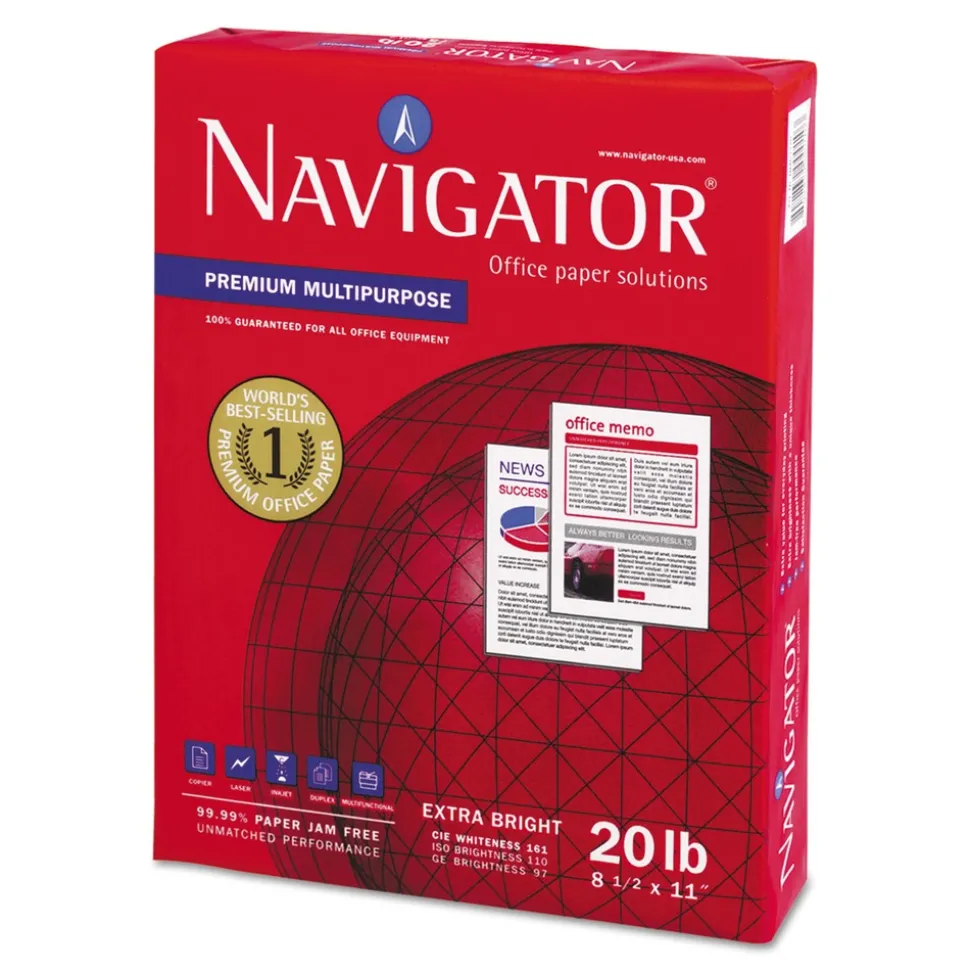 Navigator 97 Bright 20 lbs. Bond Weight 8.5 in. x 11 in. Premium Multipurpose Copy Paper - White (1-Pallet)