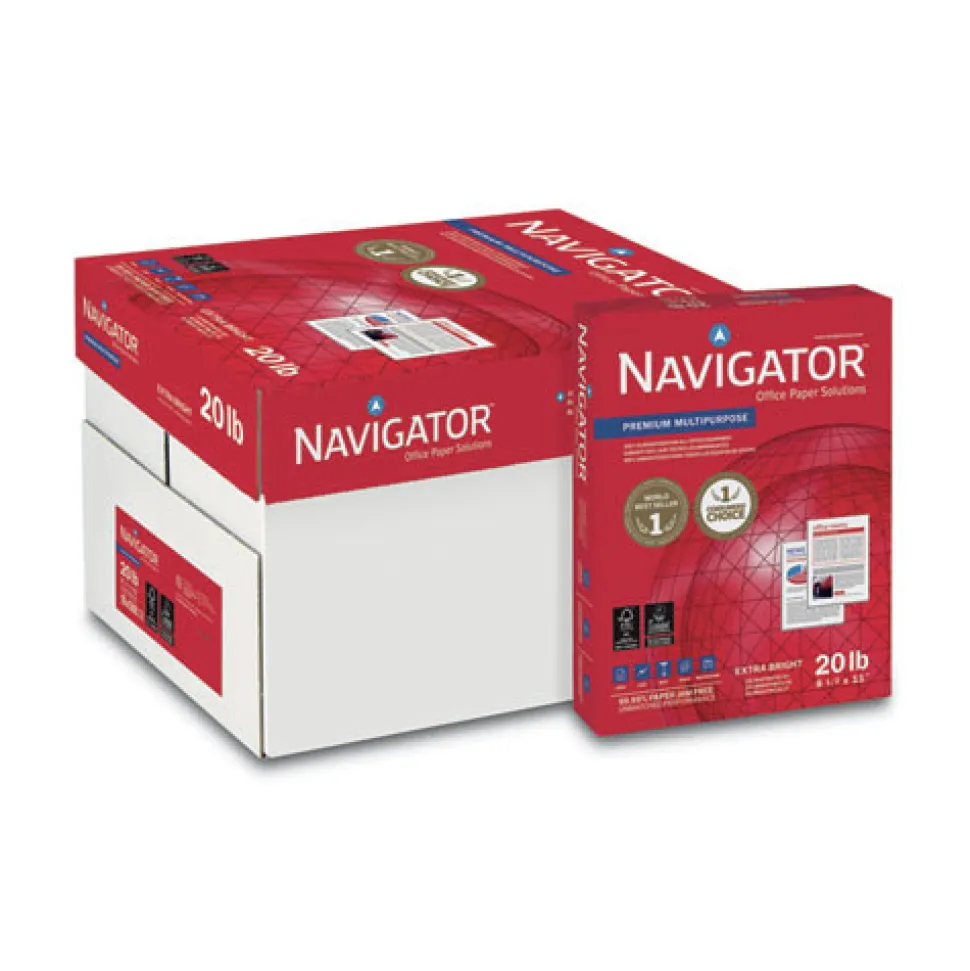 Navigator 97 Bright 20 lbs. Bond Weight 8.5 in. x 11 in. Premium Multipurpose Copy Paper - White (10/Carton)
