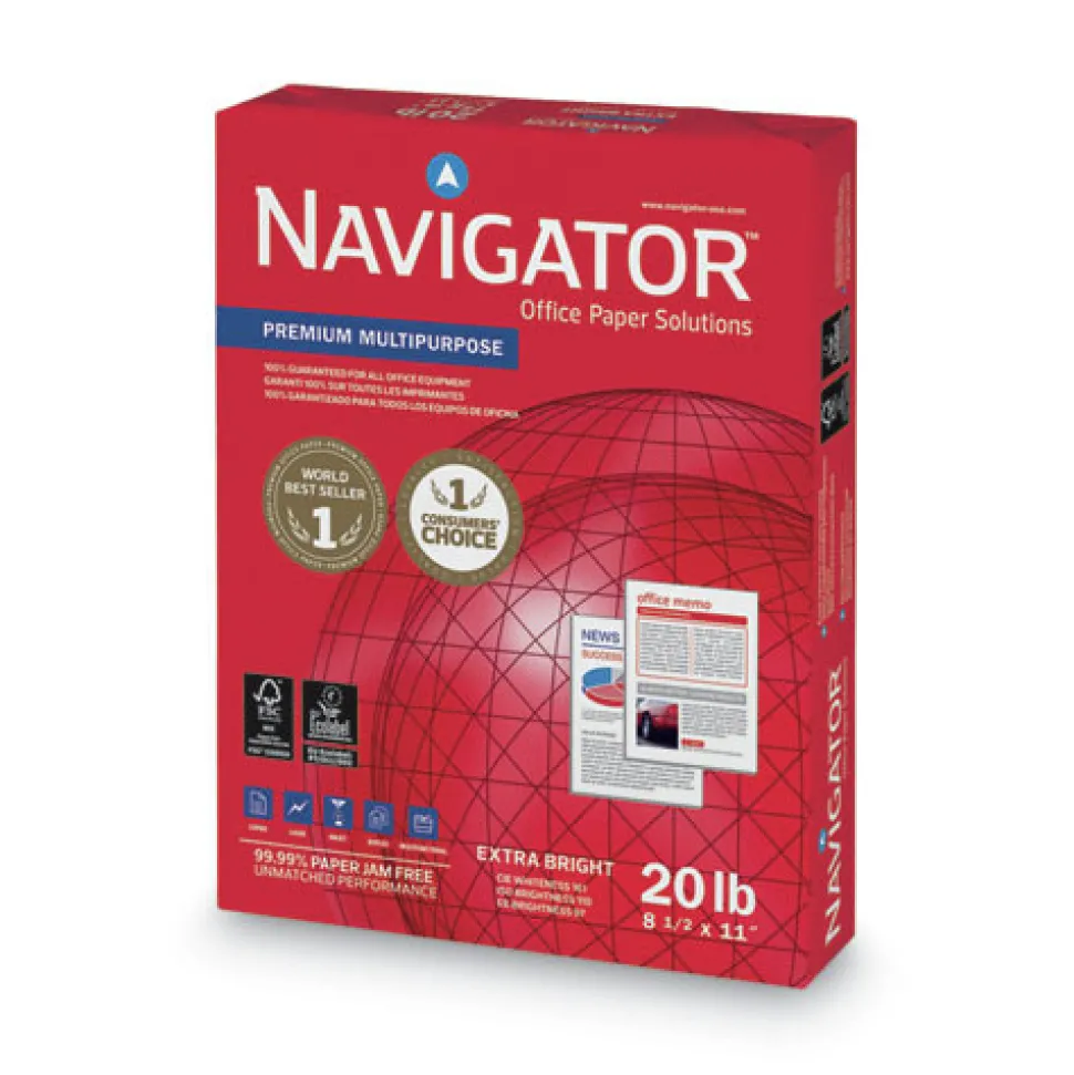 Navigator 97 Bright 20 lbs. Bond Weight 8.5 in. x 11 in. Premium Multipurpose Copy Paper - White (10/Carton)