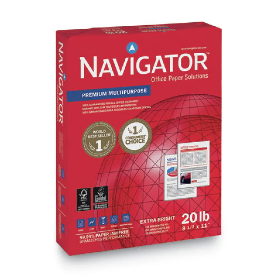 Navigator 97 Bright 20 lbs. Bond Weight 8.5 in. x 11 in. Premium Multipurpose Copy Paper - White (10/Carton)
