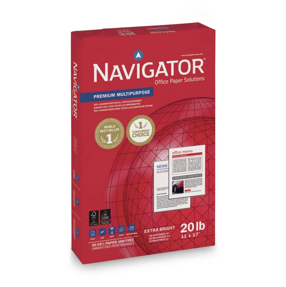 Navigator 97 Bright 20 lbs. Bond Weight 11 in. x 17 in. Premium Multipurpose Copy Paper - White (5/Carton)