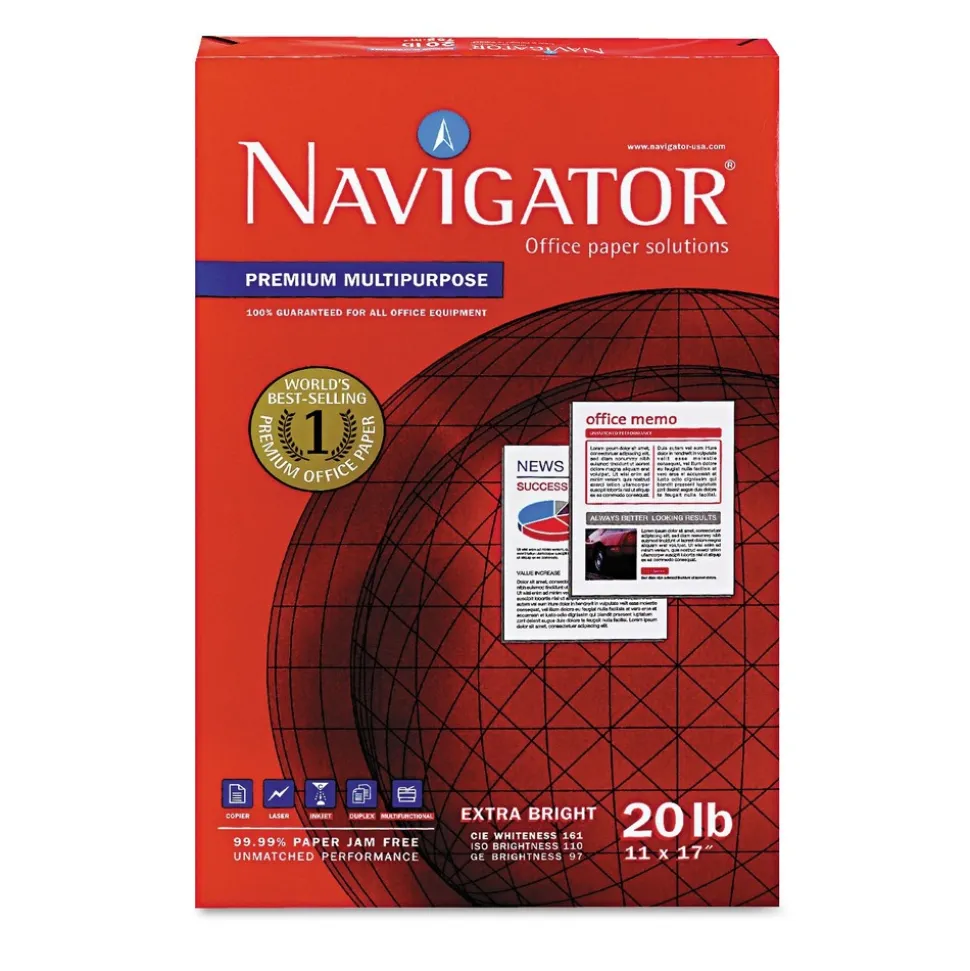 Navigator 97 Bright 20 lbs. Bond Weight 11 in. x 17 in. Premium Multipurpose Copy Paper - White (5/Carton)