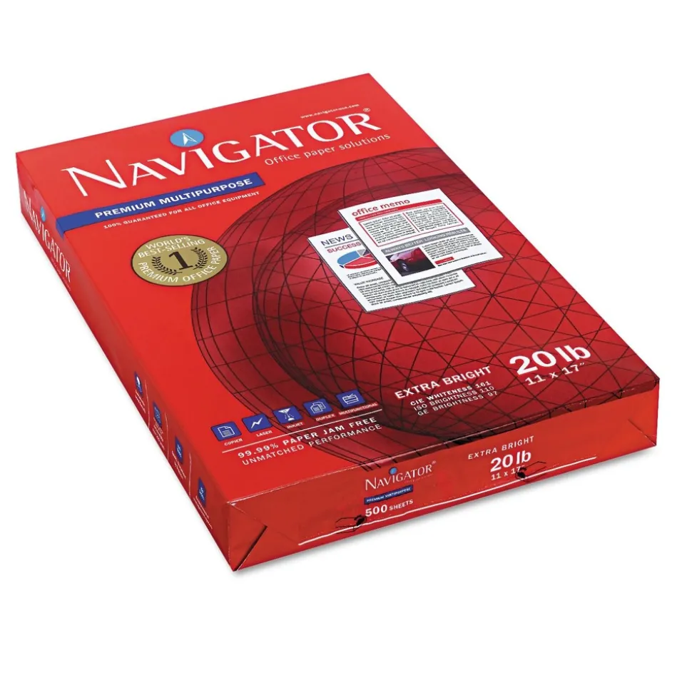 Navigator 97 Bright 20 lbs. Bond Weight 11 in. x 17 in. Premium Multipurpose Copy Paper - White (5/Carton)